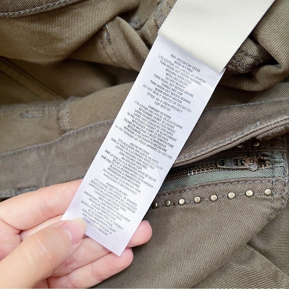 Joie • Hazina Studded Skinny Jeans pants ankle crop zipper Fatigue army green - Picture 10 of 13